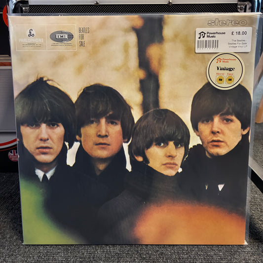 The Beatles - Beatles For Sale Vintage Vinyl LP The Beatles 'Rubber Band' vinyl record album in its original shrink wrap, showing the four band members on the cover. Includes a Powerhouse label sticker and a £18.