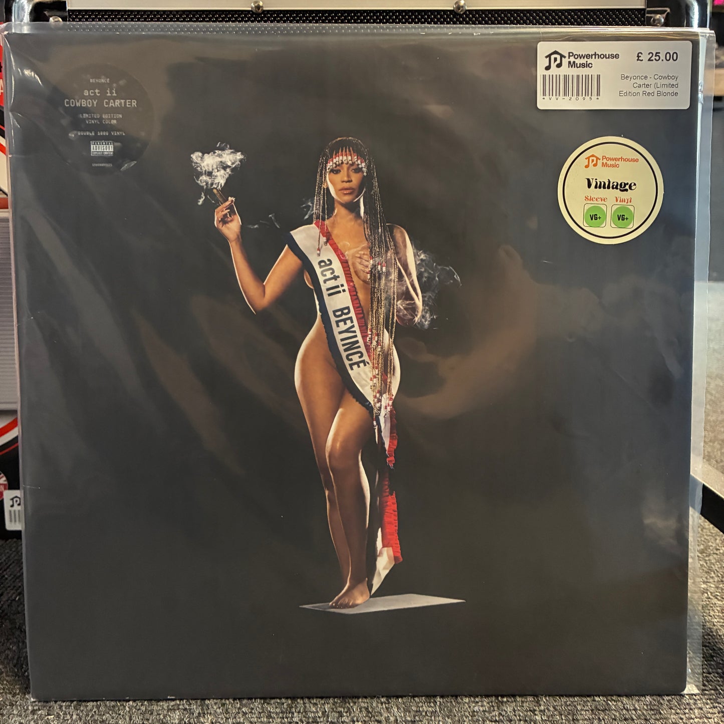 Beyonce - Cowboy Carter (Limited Edition Red Blonde Cover) Vintage Vinyl LP A vinyl record sleeve for 'South Beach' by DJ Jazzy Country, sealed in plastic shrink wrap. The cover art features a woman in a white bikini with a 'South Beach' sash holding a cigarette.