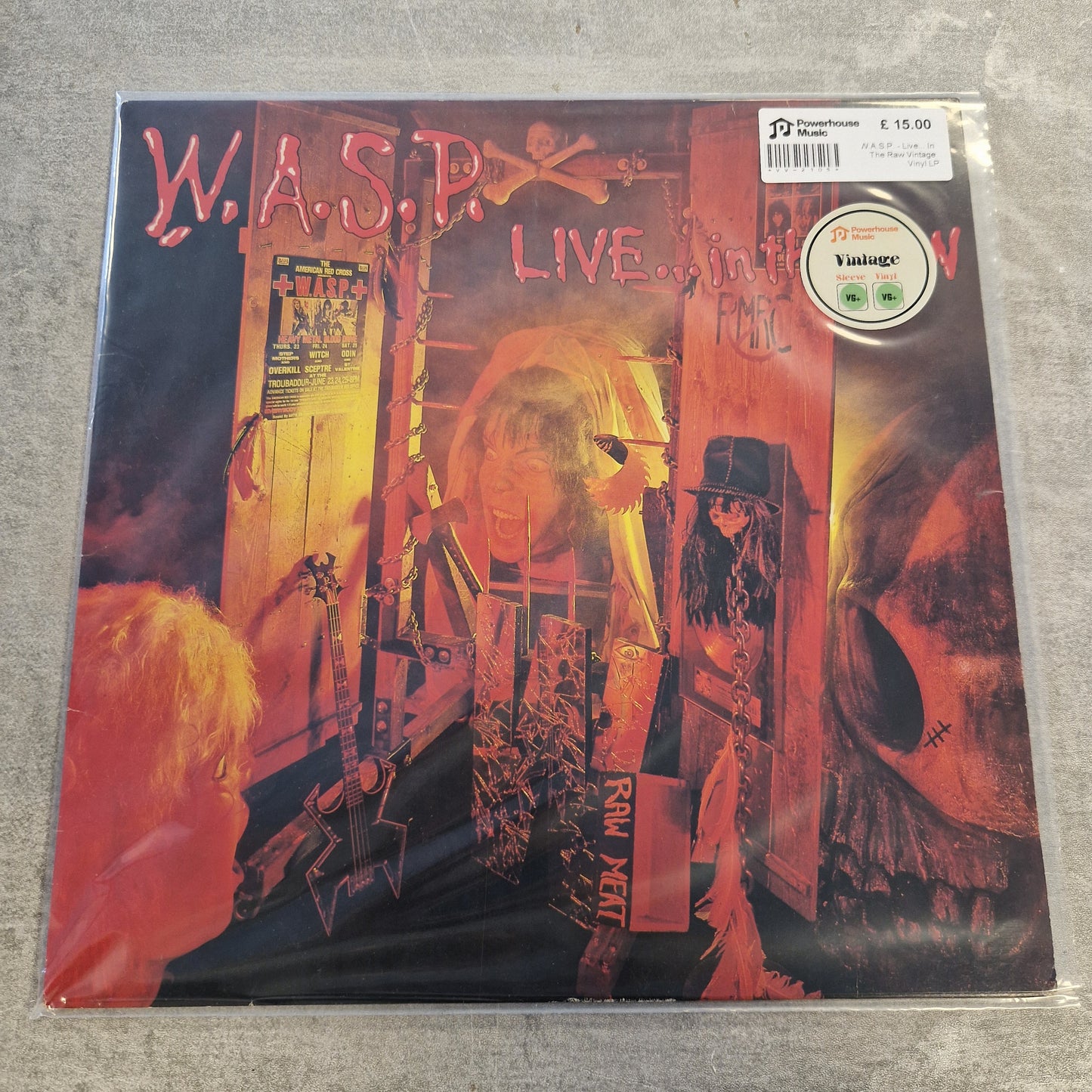 W.A.S.P. - Live... In The Raw Vintage Vinyl LP A vinyl record sleeve for W.A.