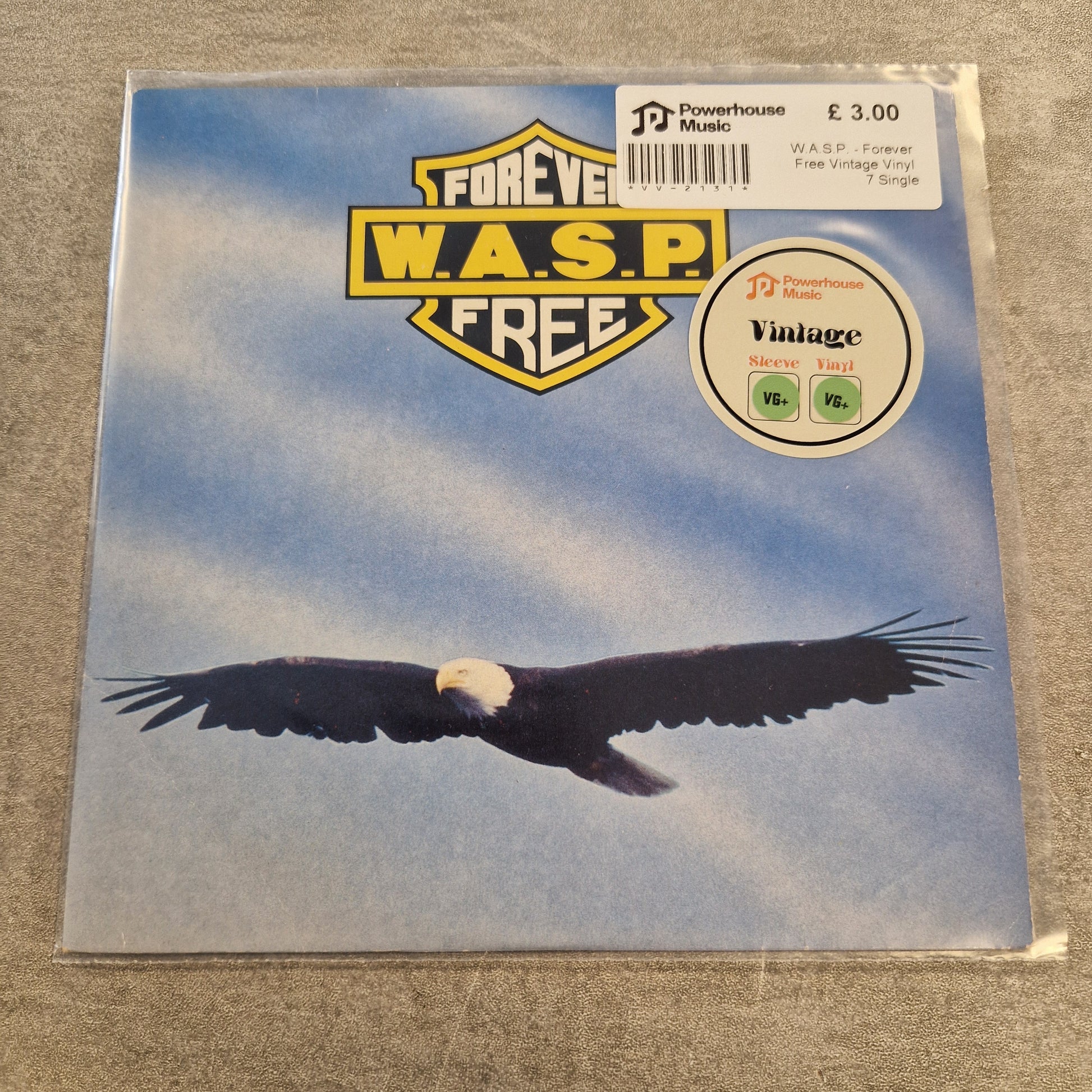 W.A.S.P. - Forever Free Vintage Vinyl 7" Single A square music release single cover for W.A.