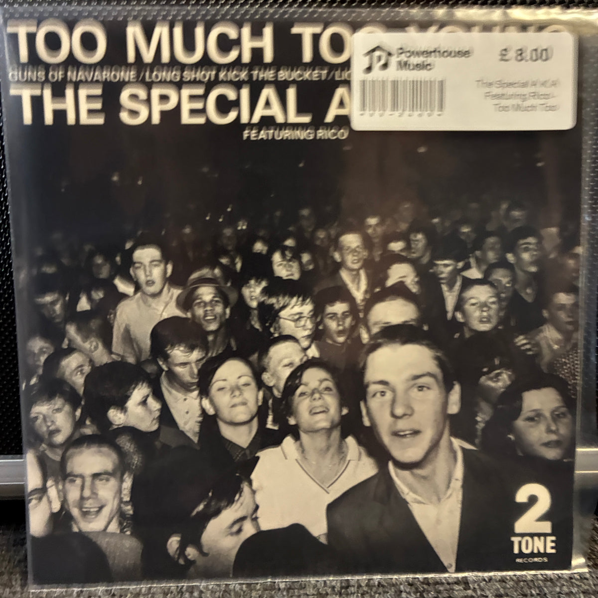 The Special A.K.A Featuring Rico - Too Much Too Young Vintage Vinyl 7" Single Too Much To Handle - The Special A Mix CD single cover by Two Of Navarone, featuring Rico. The cover displays a black and white crowd photograph with a white Powerhouse Music sticker on the top right.
