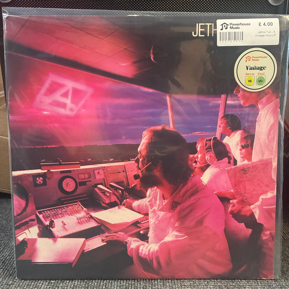 Jethro Tull - A Vintage Vinyl LP Jeti JETL 12" vinyl LP record cover for 'Blindhouse' on the Virgin Records label, featuring a pink-tinted photograph of people in a control room. Includes a white barcode sticker and a green 'Vintage 12' sticker.
