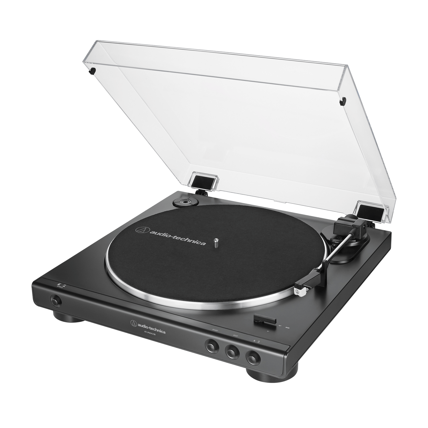 Audio-Technica AT-LP60XUSB Audio-Technica turntable with open lid on a white background