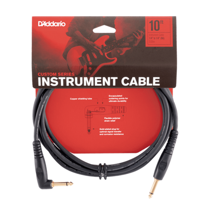 D'Addario Custom Series Instrument Cable Right Angle - 10 feet