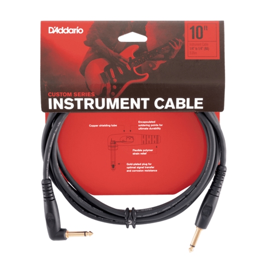 D'Addario Custom Series Instrument Cable Right Angle - 10 feet