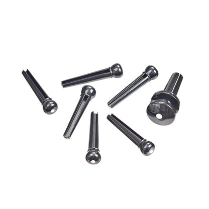 D'Addario Injected Molded Bridge Pins with End Pin Set of 7 - Ebony with Ivory Dot