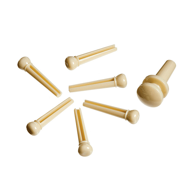 D'Addario Injected Molded Bridge Pins with End Pin Set of 7 - Ivory