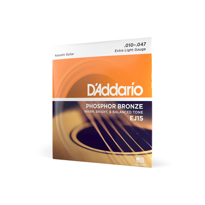 D'Addario EJ15 Phosphor Bronze Acoustic Guitar Strings - Extra Light 10-47