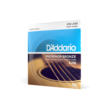 DAddario EJ16 Phosphor Bronze Acoustic Guitar Strings - Light 12-53