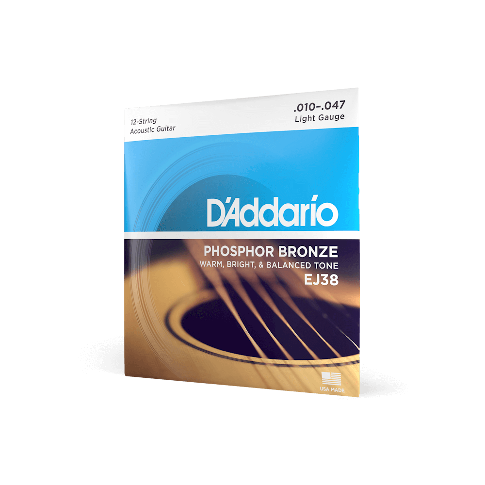 D'Addario EJ38 12-String Phosphor Bronze Acoustic Guitar Strings - Light 10-47