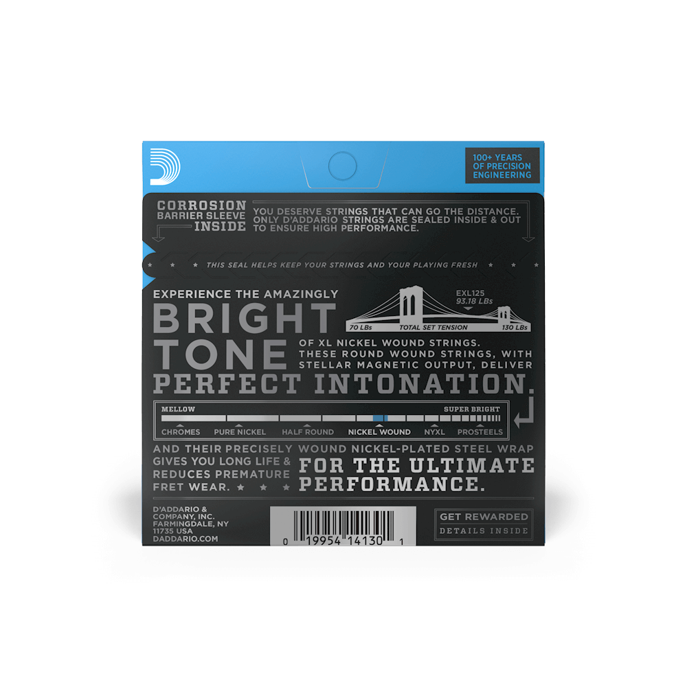 D'Addario EXL125 Nickel Wound Electric Guitar Strings - Super Light Top/ Regular Bottom 09-46