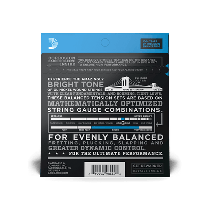D'Addario EXL160BT Nickel Wound Bass Guitar Strings - Balanced Tension Medium 50-120 Long Scale