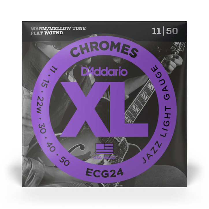 D'Addario ECG24 Chromes Flat Wound Electric Guitar Strings - Jazz Light 11-50