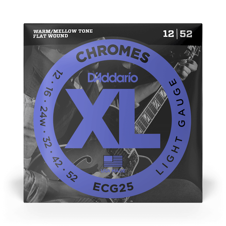 D'Addario ECG25 Chromes Flat Wound Electric Guitar Strings - Light 12-52