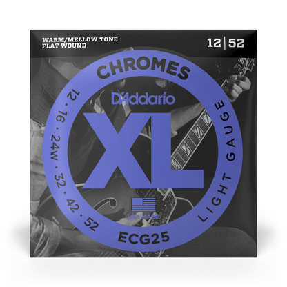 D'Addario ECG25 Chromes Flat Wound Electric Guitar Strings - Light 12-52