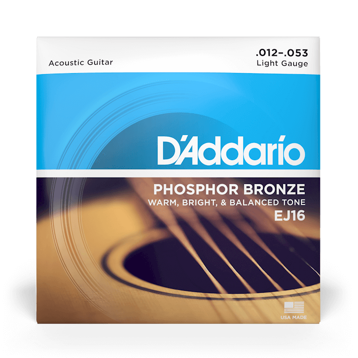 DAddario EJ16 Phosphor Bronze Acoustic Guitar Strings - Light 12-53