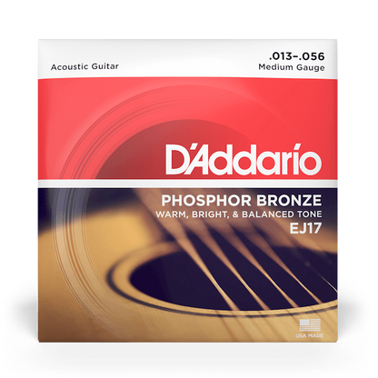 D'Addario EJ17 Phosphor Bronze Acoustic Guitar Strings - Medium 13-56