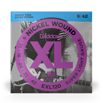D'Addario EXL120 Nickel Wound Electric Guitar Strings - Super-Light 09-42