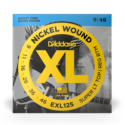 D'Addario EXL125 Nickel Wound Electric Guitar Strings - Super Light Top/ Regular Bottom 09-46