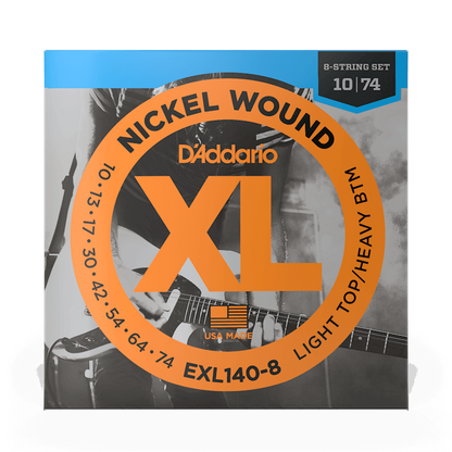 D'Addario EXL140-8 8-String Nickel Wound Electric Guitar Strings - Light Top/Heavy Bottom 10-74