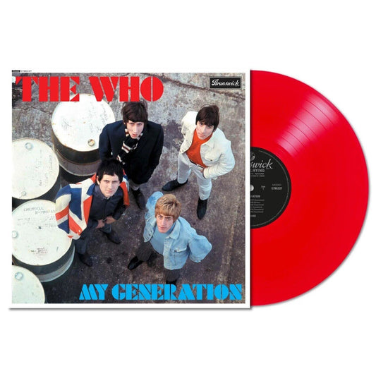 The Who - My Generation (60th Anniversary Edition Red) Vinyl NAD26 The Who - My Generation vinyl record album with a red translucent record partially visible behind the album cover, photographed on a white background.
