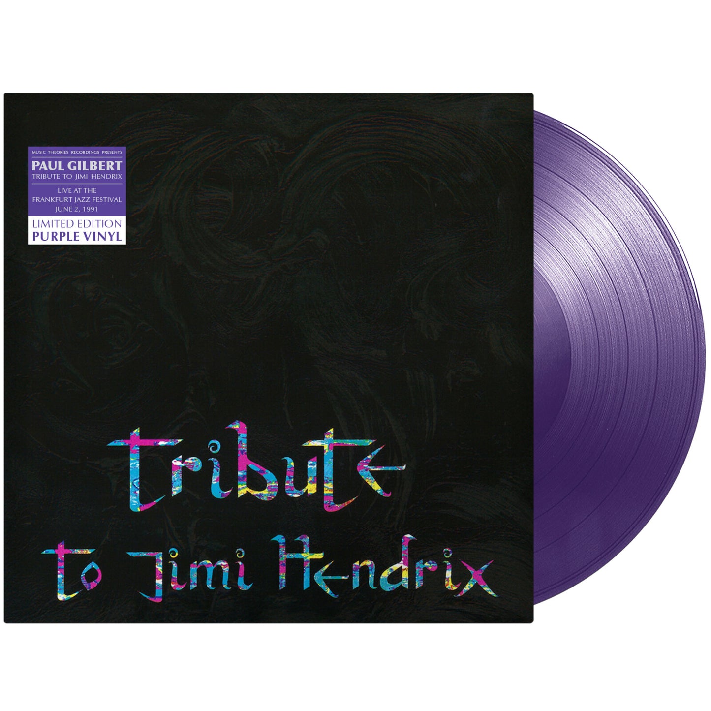 Paul Gilbert - Tribute To Jimi Hendrix Vinyl record with a colorful 'Tribute to Jimi Hendrix' title on a black background