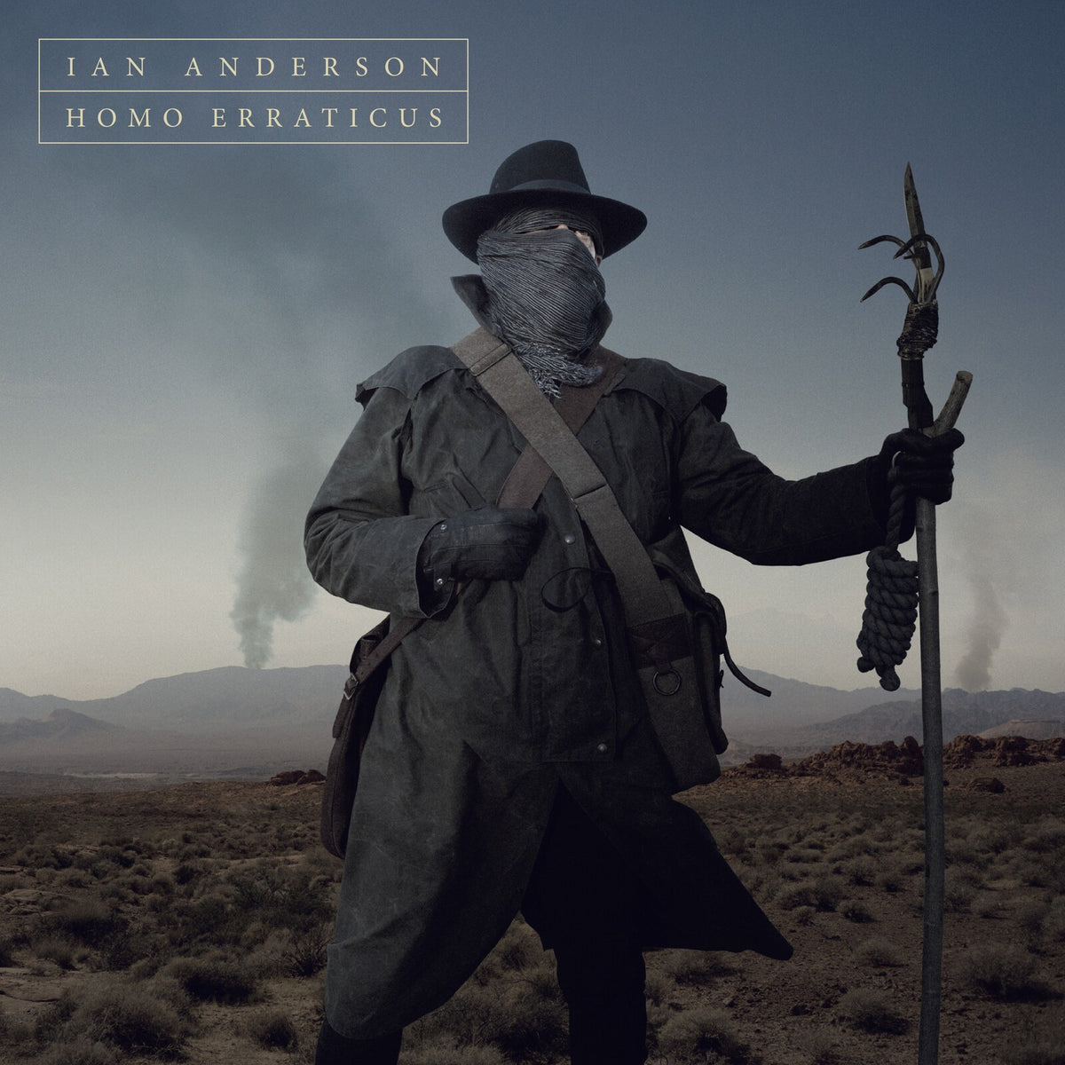 Ian Anderson - Homo Erraticus (Half-Speed Master) Vinyl Person in a costume with a hat and mask holding a staff in a desert landscape, with 'Ian Anderson Homo Erraticus' text at the top.