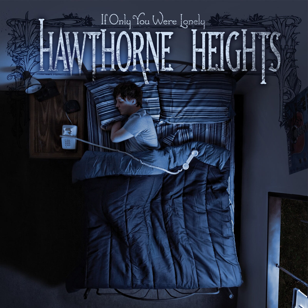 Hawthorne Heights - If Only You Were Lonely man in bed sleeping album cover