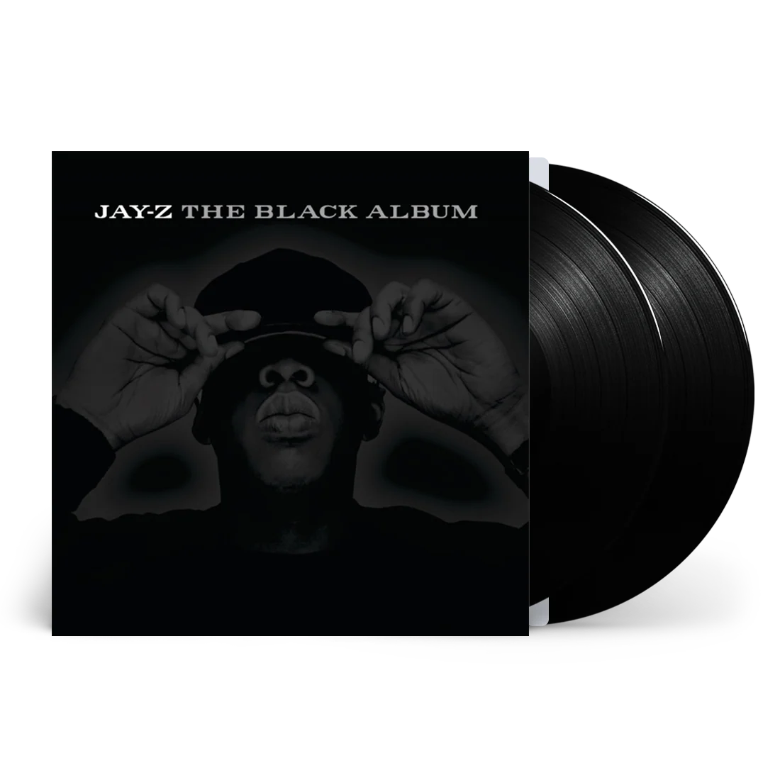 Jay-Z - The Black Album Vinyl record set with 'Jay-Z The Black Album' cover featuring a silhouette of a person with hands over eyes.
