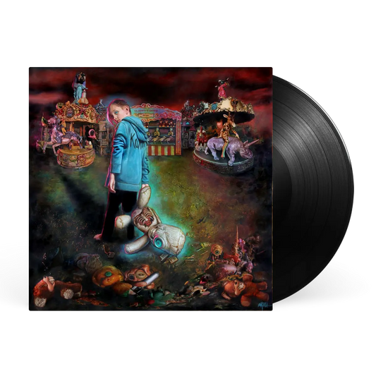 Korn - The Serenity Of Suffering (Limited Edition) Vinyl A vinyl record partially pulled from its sleeve, showing the album cover art and a black record disc on a plain white background.