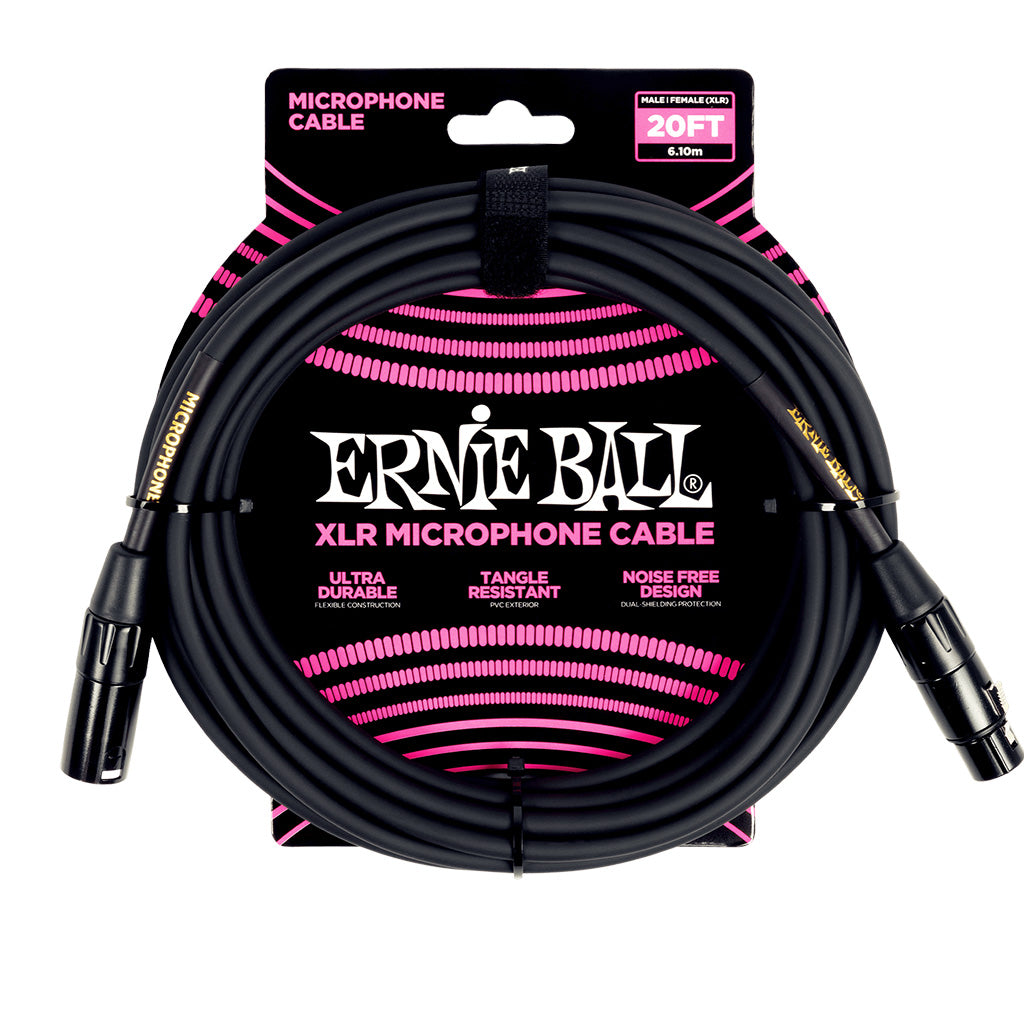 Ernie Ball 20ft XLR Microphone Cable - Black