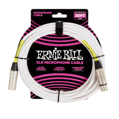 Ernie Ball 20ft XLR Microphone Cable - White