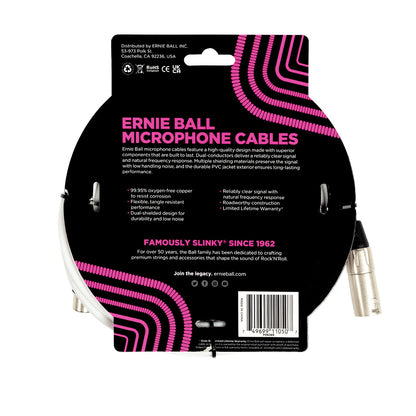 Ernie Ball 20ft XLR Microphone Cable - White