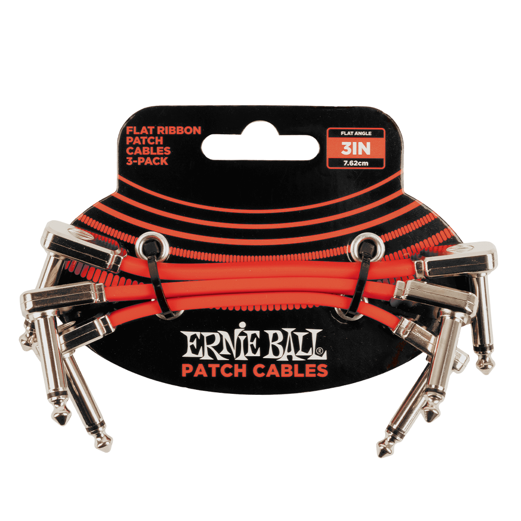 Ernie Ball 3" Flat Ribbon Patch Cable - Red (3 Pack)