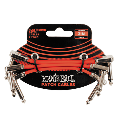 Ernie Ball 3" Flat Ribbon Patch Cable - Red (3 Pack)