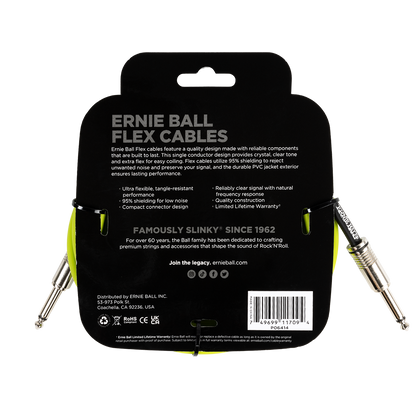 Ernie Ball 10ft Flex Instrument Cable - Green