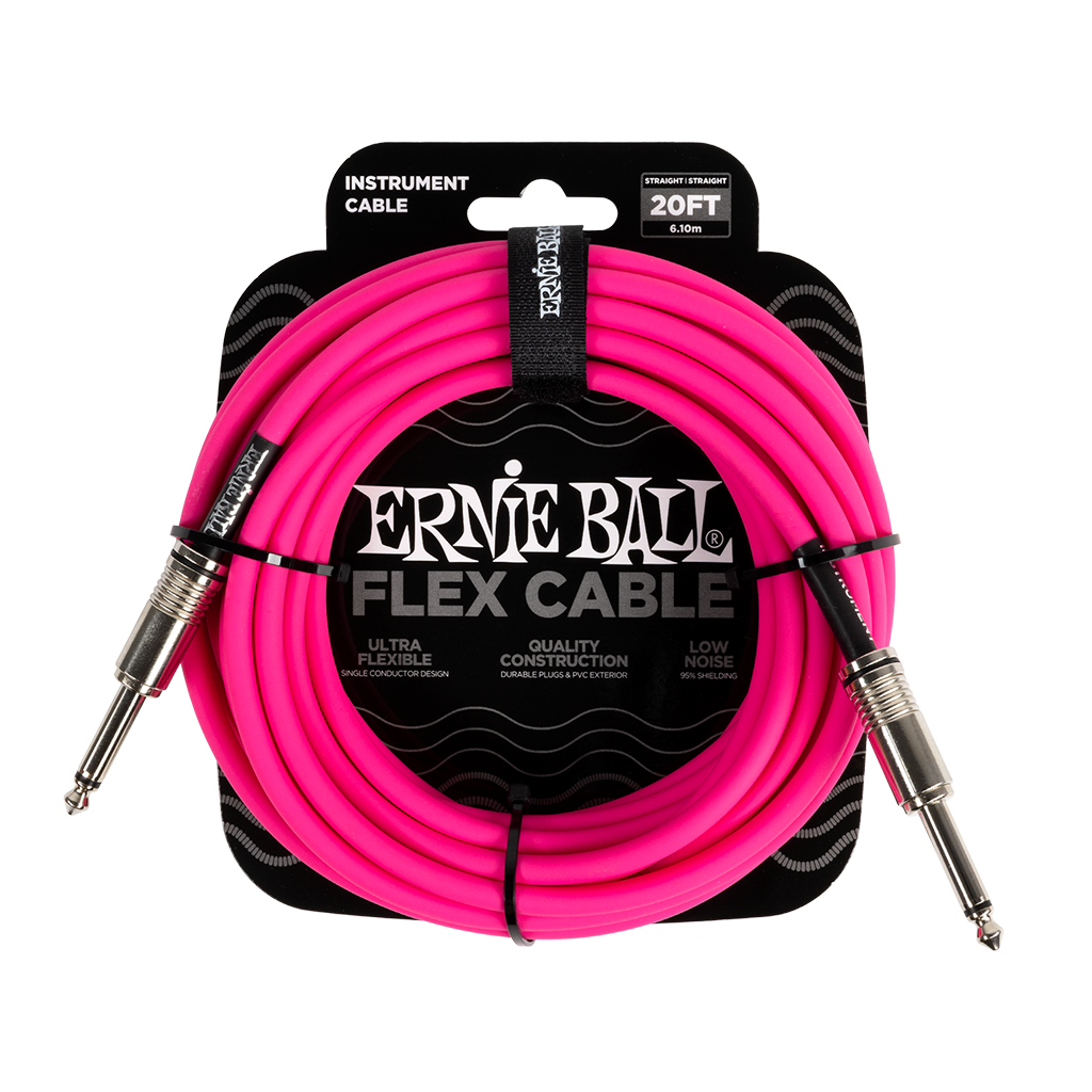 Ernie Ball 20ft Flex Instrument Cable - Pink
