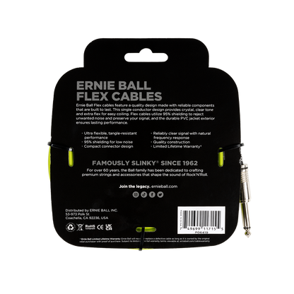 Ernie Ball 20ft Flex Instrument Cable - Green