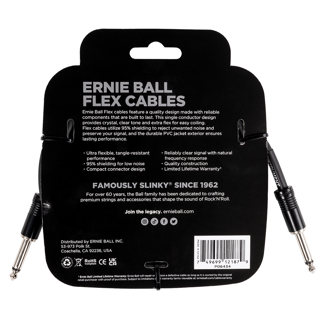 Ernie Ball 10ft Flex Instrument Cable - Black
