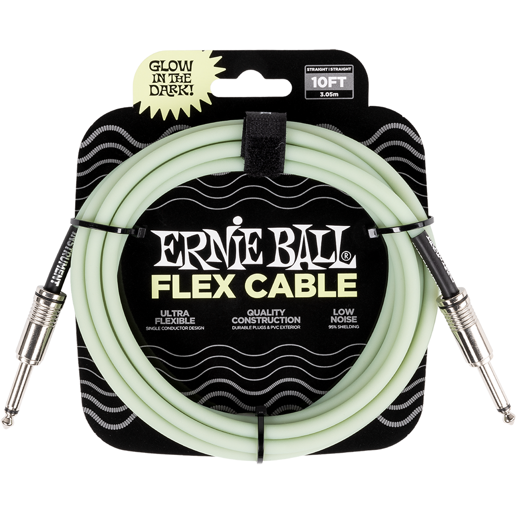 Ernie Ball 10ft Flex Instrument Cable - Glow In The Dark