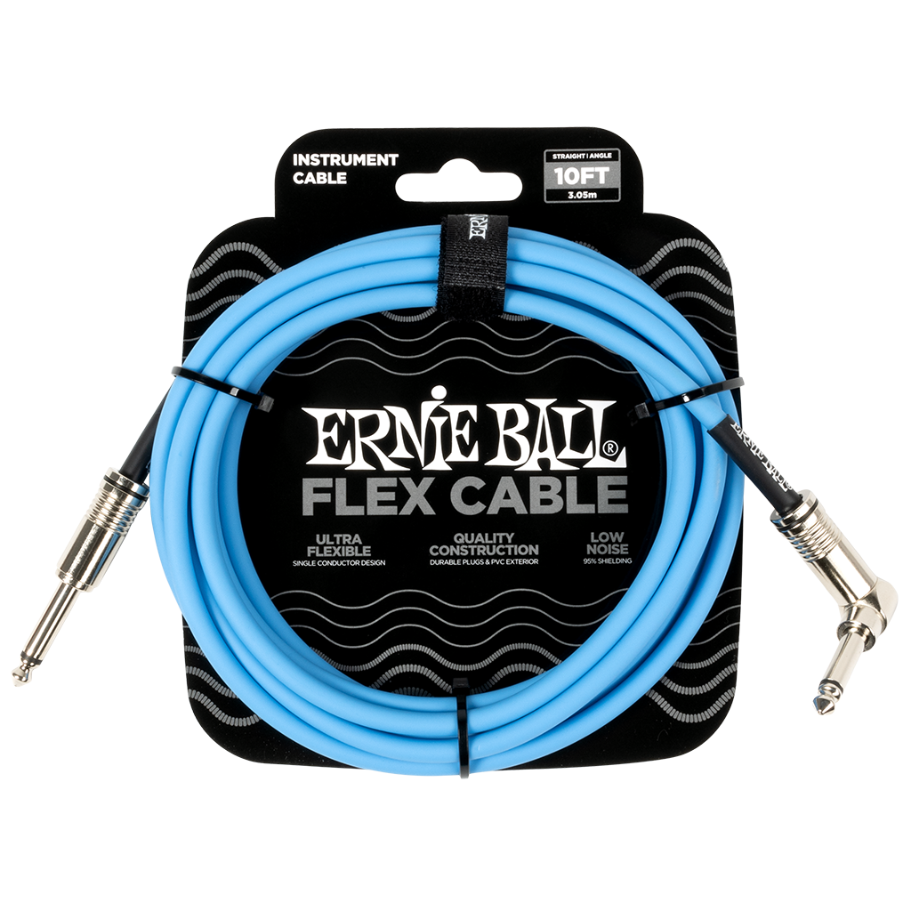 Ernie Ball 10ft Flex Instrument Cable Angled - Blue
