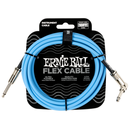 Ernie Ball 10ft Flex Instrument Cable Angled - Blue
