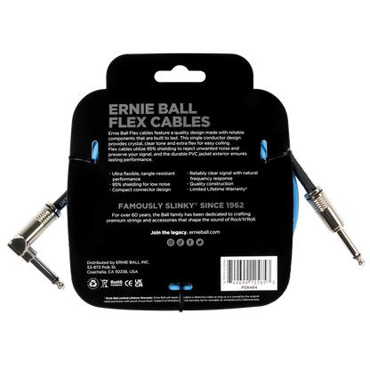 Ernie Ball 10ft Flex Instrument Cable Angled - Blue
