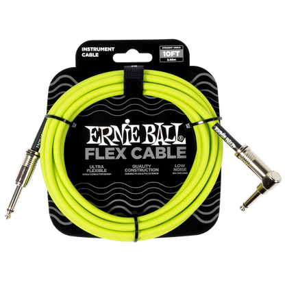 Ernie Ball 10ft Flex Instrument Cable Angled - Green