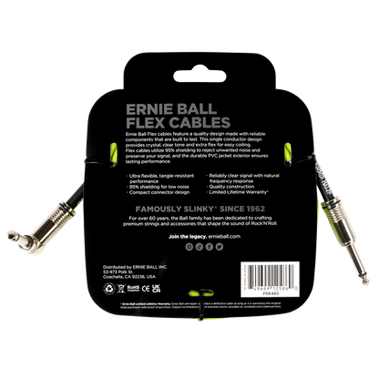 Ernie Ball 10ft Flex Instrument Cable Angled - Green
