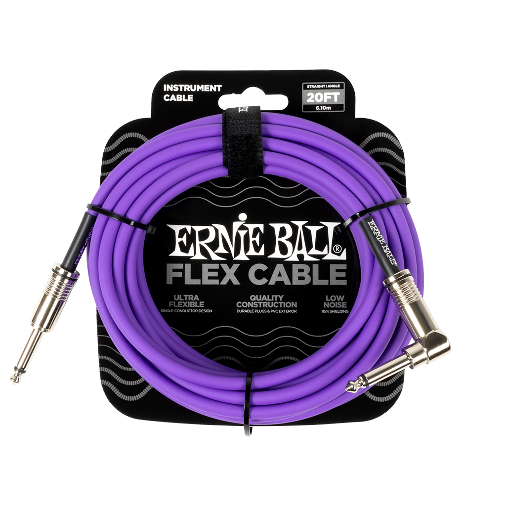 Ernie Ball 20ft Flex Instrument Cable Angled - Purple
