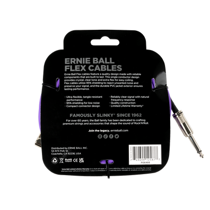 Ernie Ball 20ft Flex Instrument Cable Angled - Purple