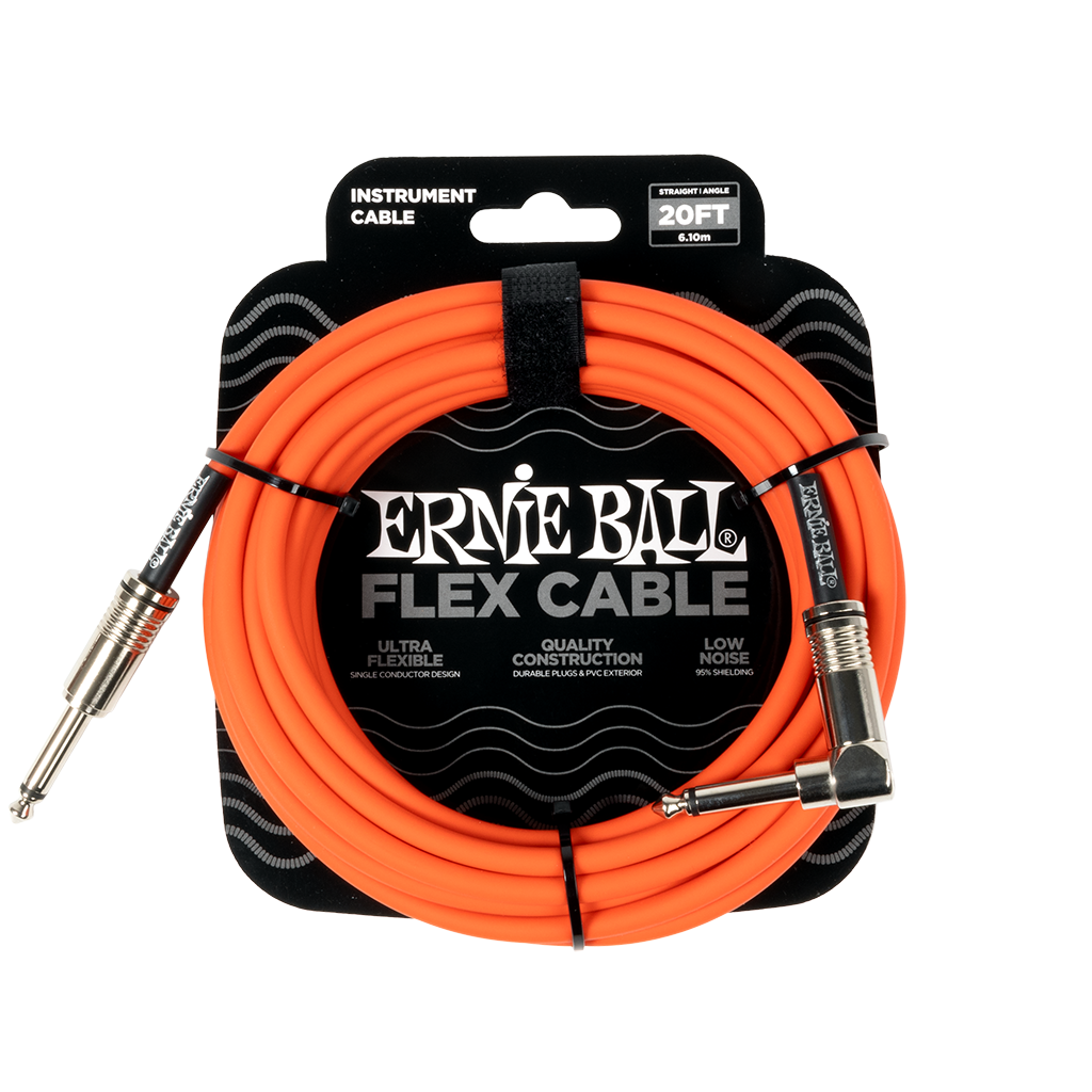 Ernie Ball 20ft Flex Instrument Cable Angled - Orange