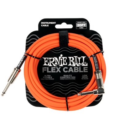 Ernie Ball 20ft Flex Instrument Cable Angled - Orange