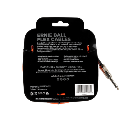 Ernie Ball 20ft Flex Instrument Cable Angled - Orange
